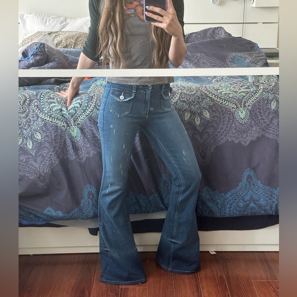 Revolve Tularosa Penelope Flare Jeans Ankara Braided Bellbottom Size 26 Bohemian - Picture 3 of 3